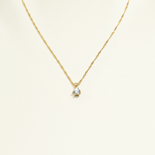 24Kt Gold Plated Zirconia Singapore Necklace 49cm